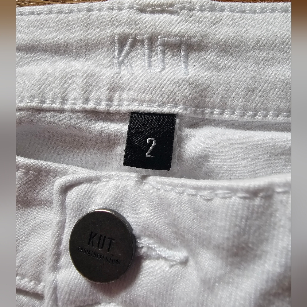 Kut from the Kloth Crop Skinny White Size 2 Stretch Jeans 27" Waist X 20" Inseam - Picture 8 of 15